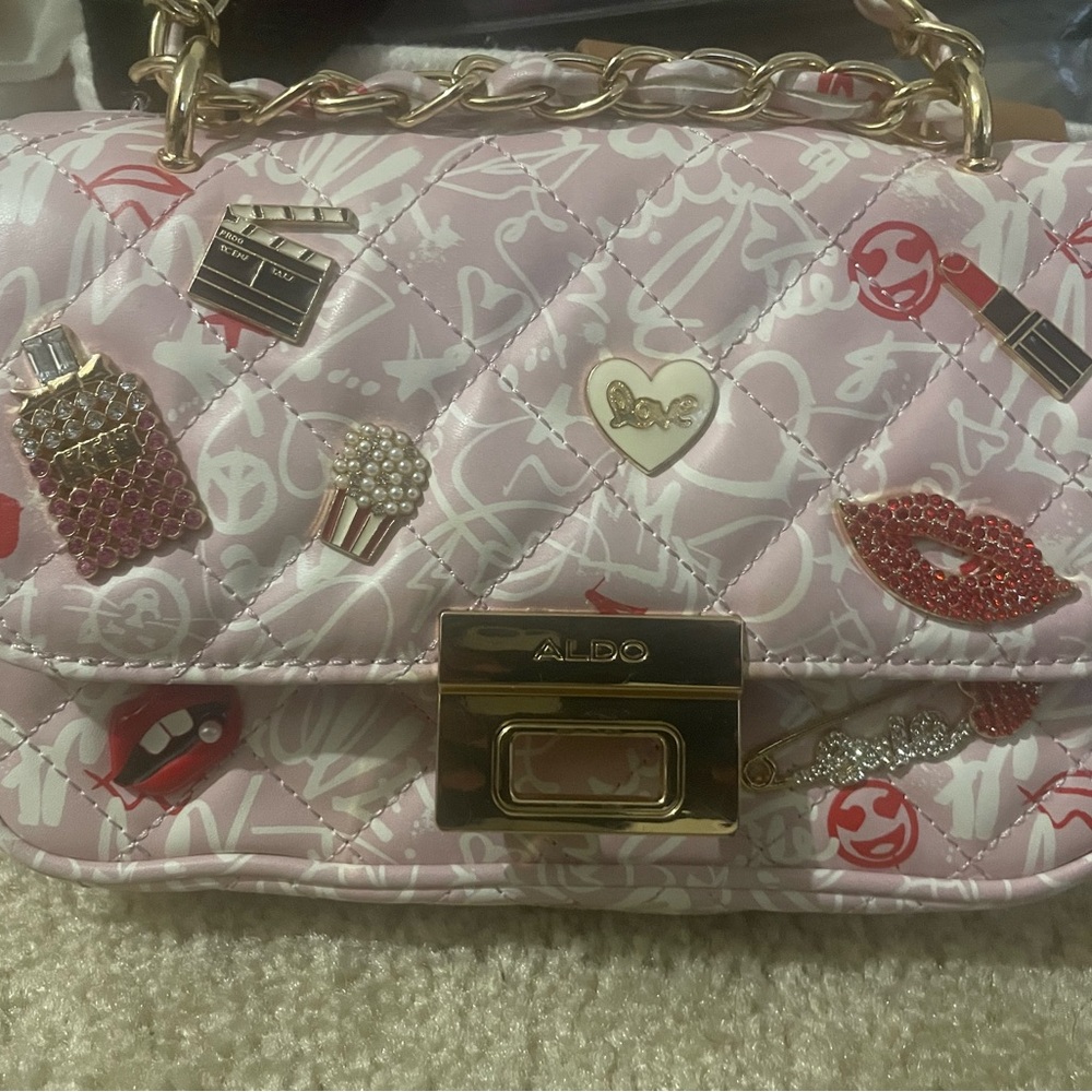Aldo Light Pink Embellished Shoulder Bag